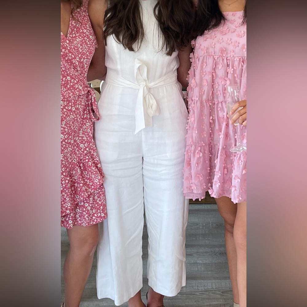 ANTONIO MELANI Cream Sleeveless Tie-Front Jumpsuit
